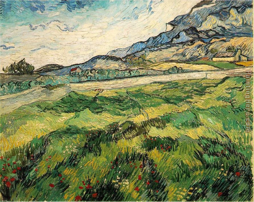 Green Wheat Field painting - Vincent van Gogh Green Wheat Field art painting